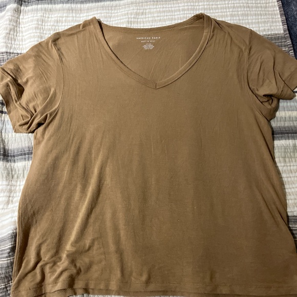American Eagle Outfitters Soft and Sexy tan V-Neck Tee - Picture 2 of 3